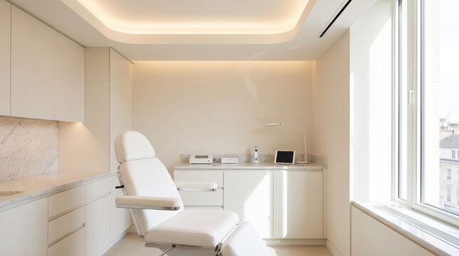 Modern beauty clinic interior with professional treatment chair
