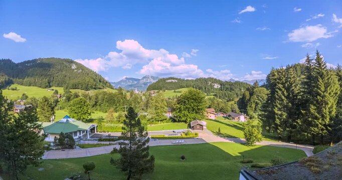 Day to night timelapse over Tiefenbach in the Bavarian Alps