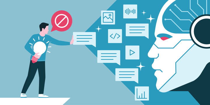 Creative man rejecting AI generated content