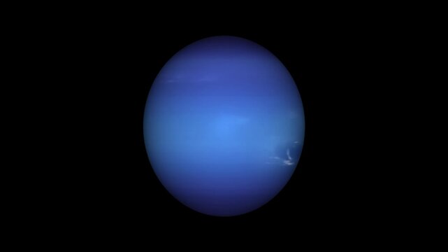 Deep blue planet Neptune rotates with rich atmospheric hues. Distant celestial space orbits frame the deep blue planet Neptune. Outer solar system astronomy highlights planet Neptune.