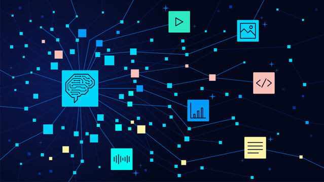 Generative AI processing data and creating new content
