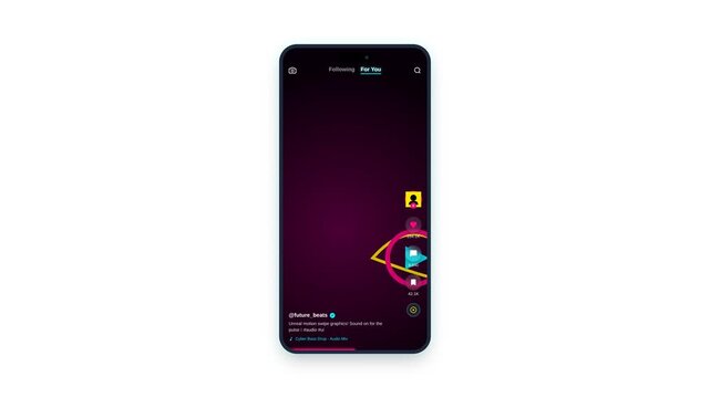 Short Video Reels Swipe Feed Solid White UI Mockup 4K Animation | Seamless Loop