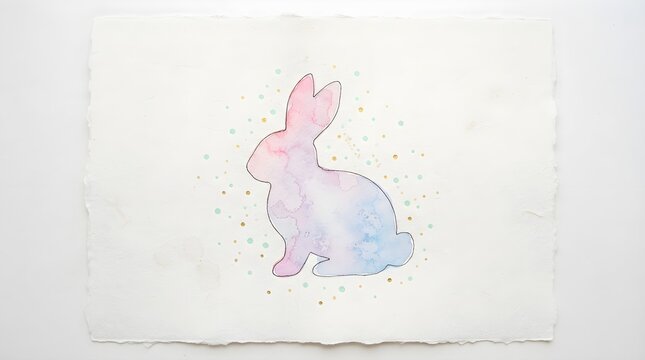 Watercolor bunny silhouette illustration
