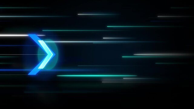 Glowing blue arrow speed motion on dark background