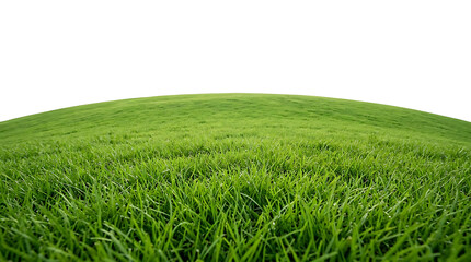 Obraz premium Panoramic green grass hill with curved horizon isolated on white background