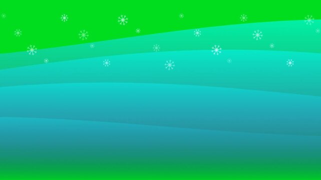 Abstract illustration of white snowflakes falling over a vibrant green background