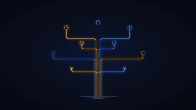 Abstract circuit tree network on dark background