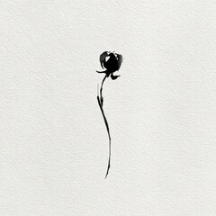 Fototapeta premium Minimalist black ink rose illustration.