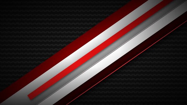 Abstract background with sleek diagonal silver and red metallic stripes