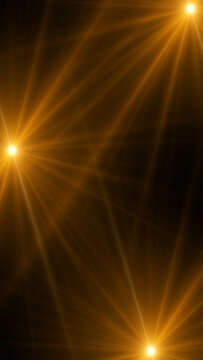 Gold Light Beams on Dark ,Warm Glowing Ray Spotlight for Concert Stage and Music Party Videos Vertical Social Media Background