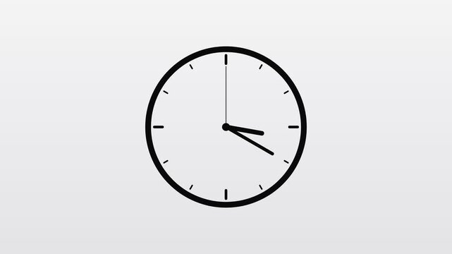 Black clock icon with moving arrows in 12 hour loop. Stopwatch animation. Alpha channel
