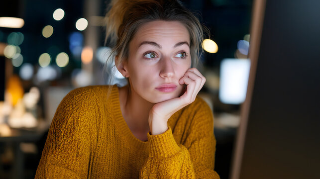 frustrated employee staring at compute
