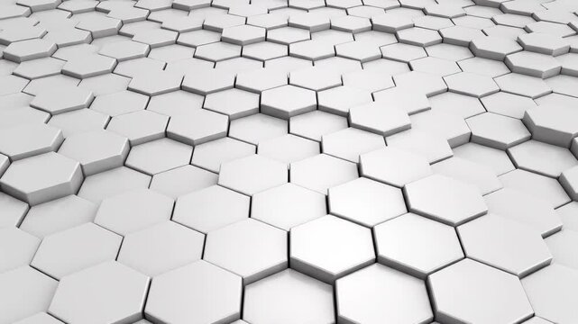 Abstract Hexagon Surface undulating smoothly with subtle light changes in a clean studio setting