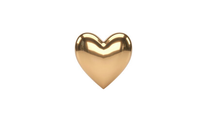 Obraz premium Polished golden heart shape with smooth metallic surface and reflective highlights for romantic concepts isolated on a transparent background