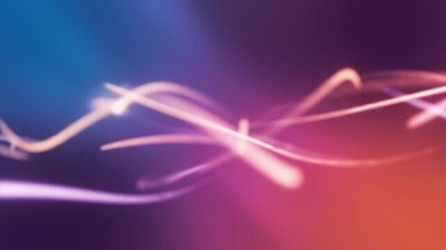 Abstract light trails with smooth motion in warm gradient background during a cinematic sweep