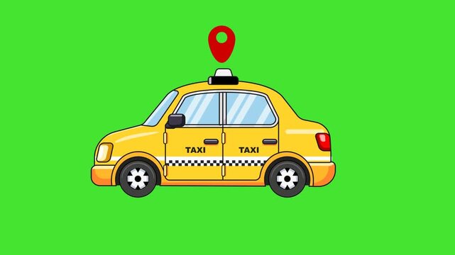 Yellow Car Taxi Animation 
