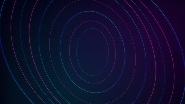 Abstract background featuring concentric circles in neon blue and red light