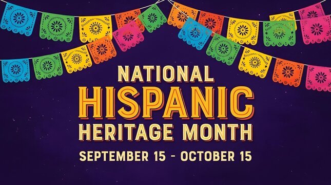 Honoring national hispanic heritage month with colorful papel picado decorations and a celebratory period from september fifteenth to october fifteenth