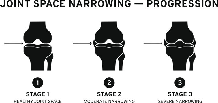 Joint Space Narrowing Stage Progression Osteoarthritis Medical Vector