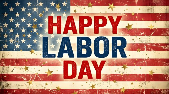 A festive and happy labor day greeting featuring a vibrant american flag background perfect for patriotic celebrations and all national holidays