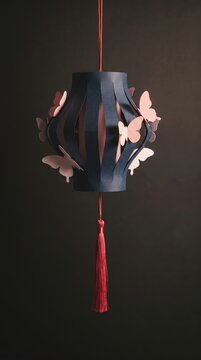 Blue Chinese paper lantern for mid autumn festival