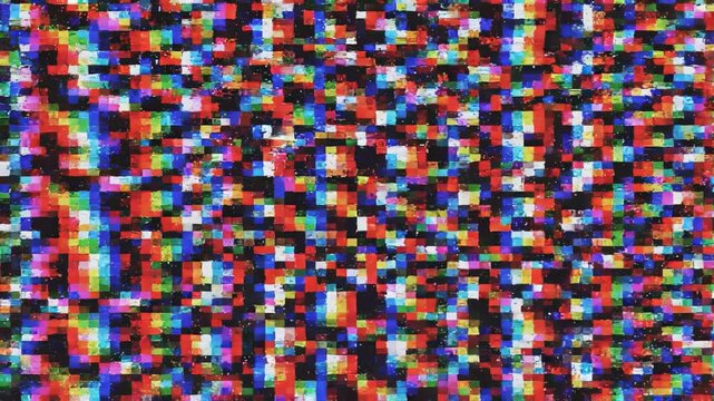 Abstract static noise pattern during digital glitch effect with chromatic aberration and digital distortion for technology concept