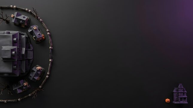 Abstract dark background featuring a metallic mechanical gear structure on the left side with copy space
