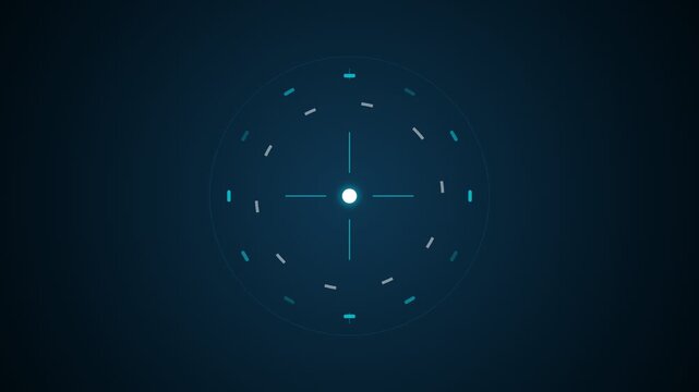 A minimalist digital radar interface design against a dark blue background