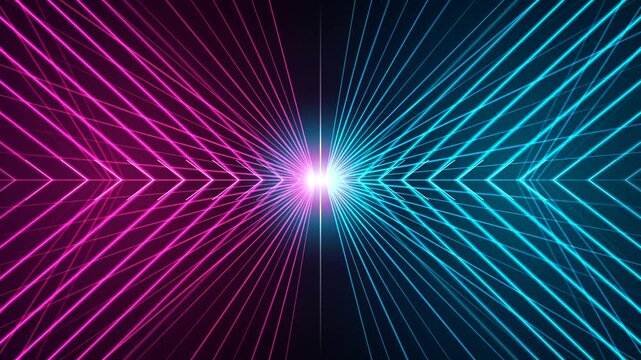Futuristic Neon Laser Chevron Tunnel with Infinite Glowing Arrow Corridor 4K Motion Background
