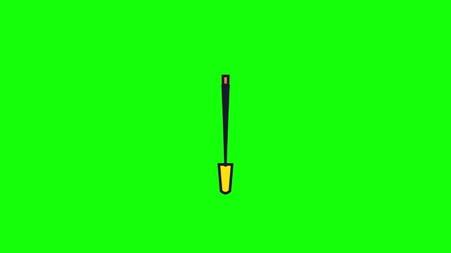 Traditional Japanese folding fan illustration with orange and cream segments on a bright green screen background for video editing and chroma keying. Oriental hand fan vector art.