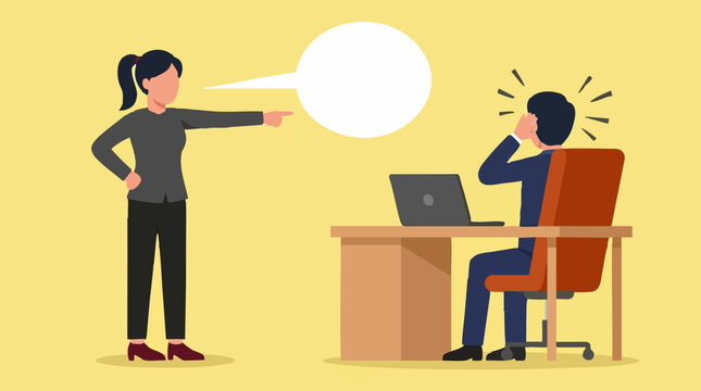 Workplace conflict: Boss yelling at employee, causing stress at work