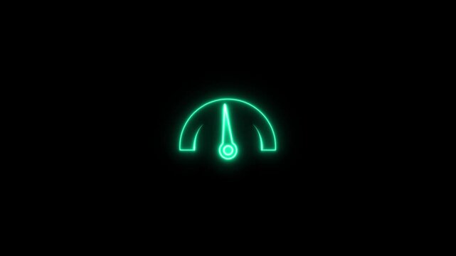 Digital symbols at the speedometer. Car mileage, measuring kilometers. Circle speed control. on Black Background, neon line Digital speed meter  Animation of 4k video.