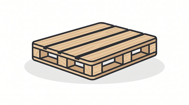 Clean vector graphic depicting an empty wooden pallet, an fundamental component for efficient material handling, storage, and shipping in various industrial and commercial settings