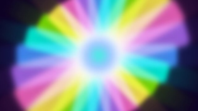 Abstract circular radial pattern with vibrant blurred rainbow color spectrum