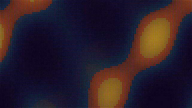 Abstract digital pattern with glowing orange circles on a dark grid mesh