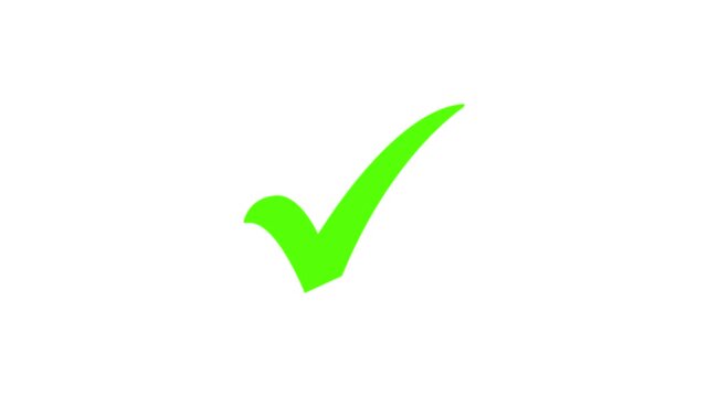 White and Green check mark on transparent background. Check mark symbol. Motion graphics of approved concept