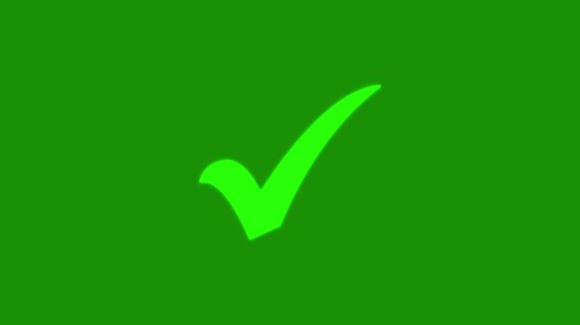 White and Green check mark on transparent background. Check mark symbol. Motion graphics of approved concept