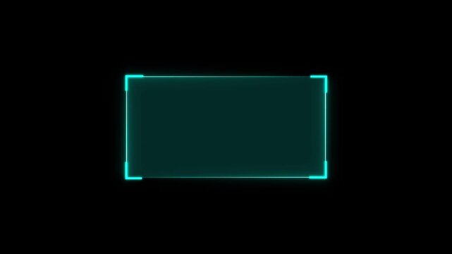 Futuristic neon HUD callout frame for digital interface. Sci fi HUD lower third with copy space for broadcast titles. Neon UI screen overlay for gaming and news use. News mocup frame, hud elements