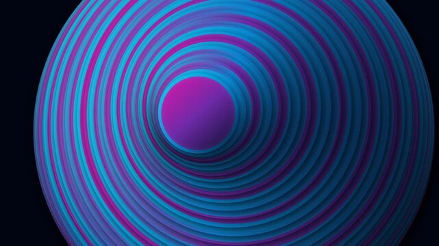 Abstract concentric circles in vibrant blue and magenta pixelated style
