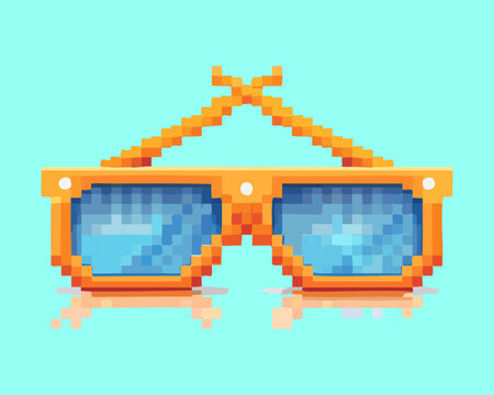 retro pixel art stylish sunglasses vector illustration for beach vacation summer lifestyle fashion eye accessory graphic design item