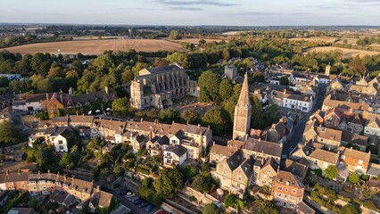 Aerial view of the Market Town of Malmesbury, the Clock Tower and Abbey © fpunshon