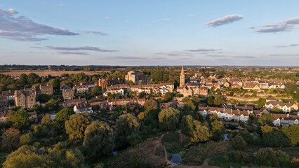 Aerial view of the Market Town of Malmesbury, the Clock Tower and Abbey © fpunshon