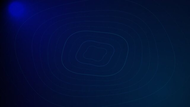 Abstract dark blue background with concentric dashed line ring patterns