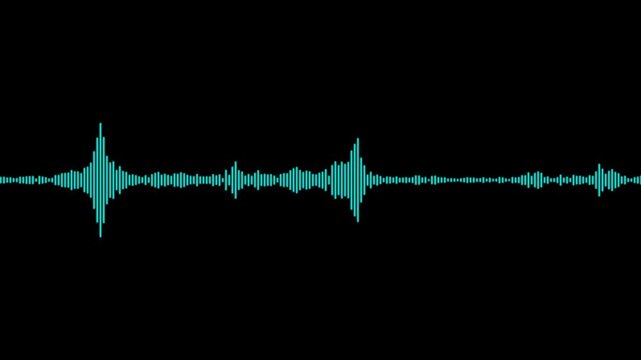 Audio visualization effect. White audio waveform spectrum animation, alpha channel, Sound line audio wave visualization voice record animation