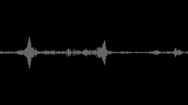 Audio visualization effect. White audio waveform spectrum animation, alpha channel, Sound line audio wave visualization voice record animation