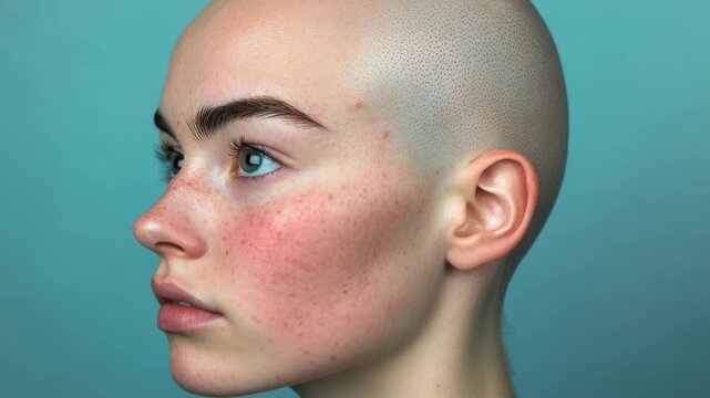 Close-up Portrait of a 3D Rendered Human Head with Realistic Skin Texture
