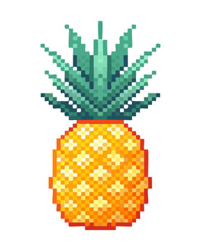 Sweet pineapple tropical fruit pixel art graphic fresh food item icon symbol for retro mobile video game design