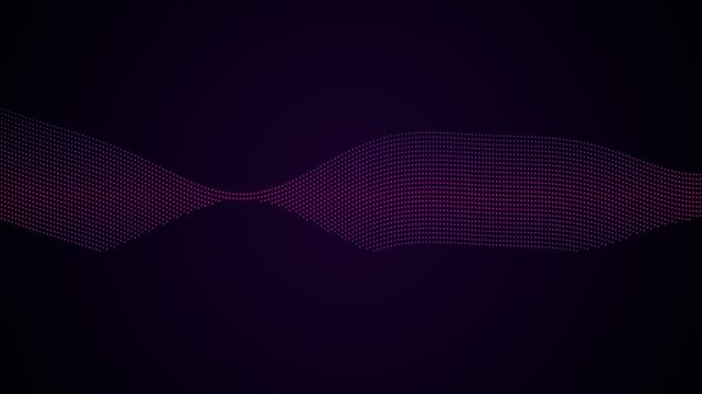 Abstract digital wave composed of glowing purple dots on a dark background