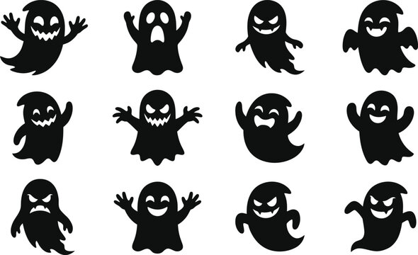 Scary Ghost Silhouette Set for Spooky Halloween Vector Design
