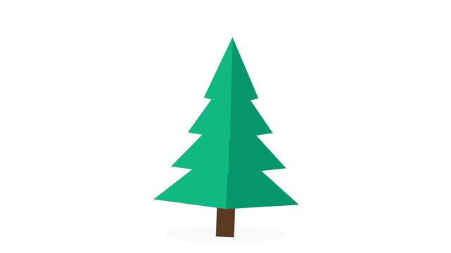 Minimalist Green Pine Tree Illustration Flat Style Isolated on White Background for Christmas and Nature Design Projects